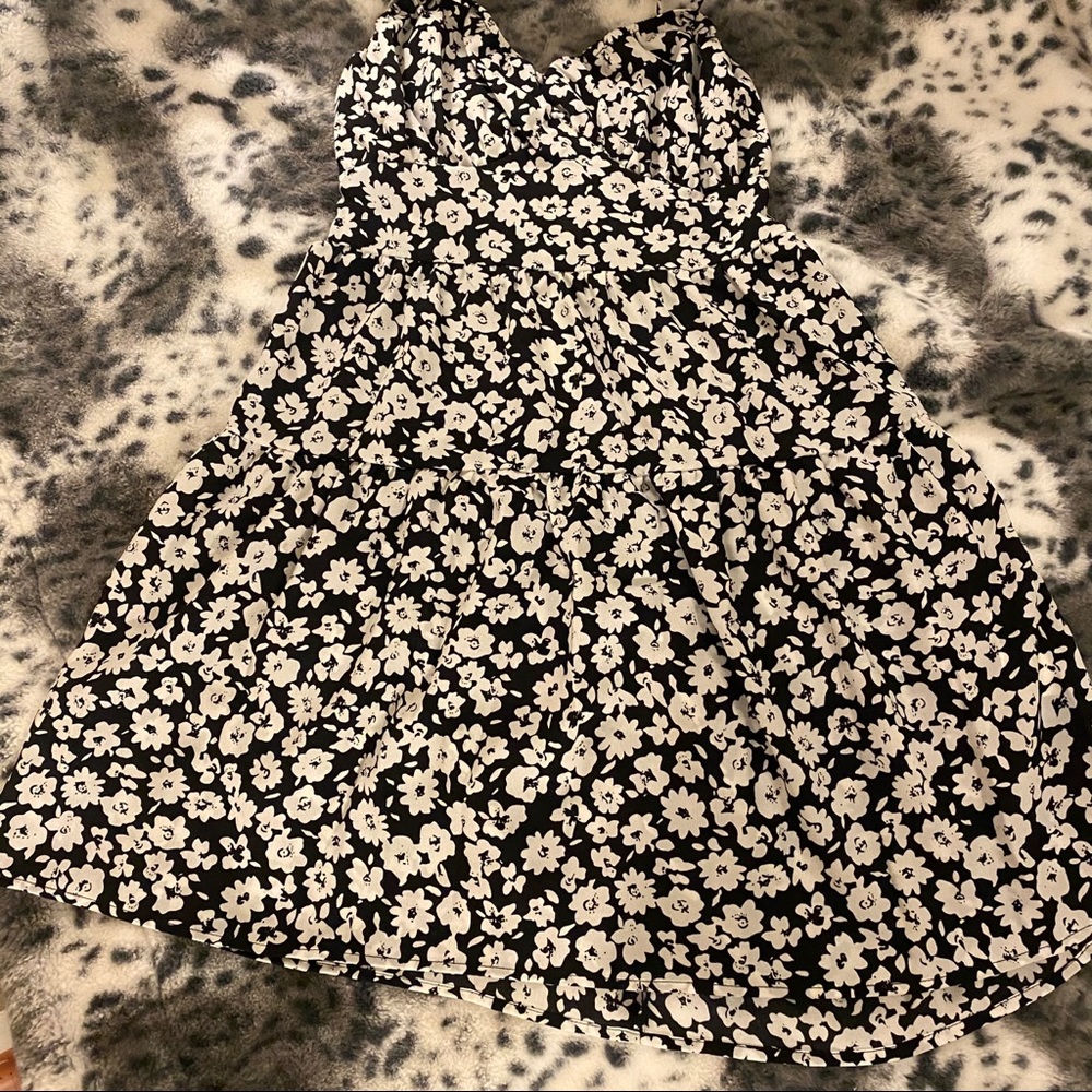 Black and white floral dress